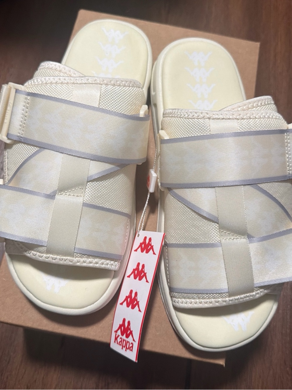 Size 10- Kappa 222 Banda Mitel 1 Unisex Slides Sandals Off-White